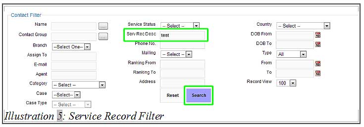 CRM Malaysia Contact List Filter by Service Record 5