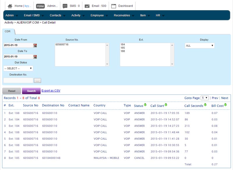 Call Center CRM with AlienVoIP Client Relationship Management System