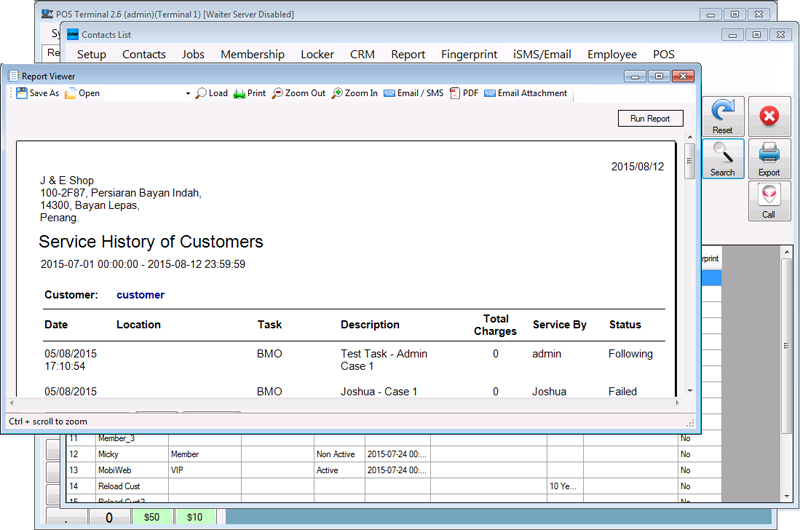 service history by customer report tb